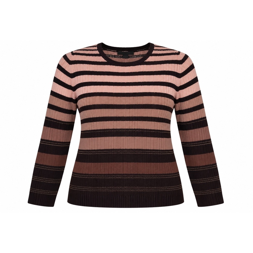 Vintage Y2K Sadimara Striped Metallic Ribbed Sweater Womens M Brown Tan
